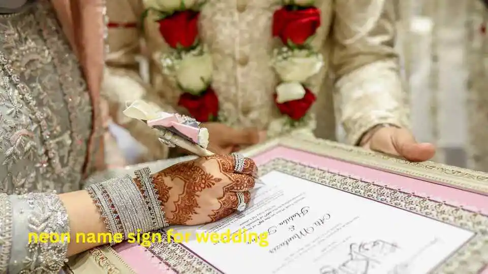 neon name sign for wedding