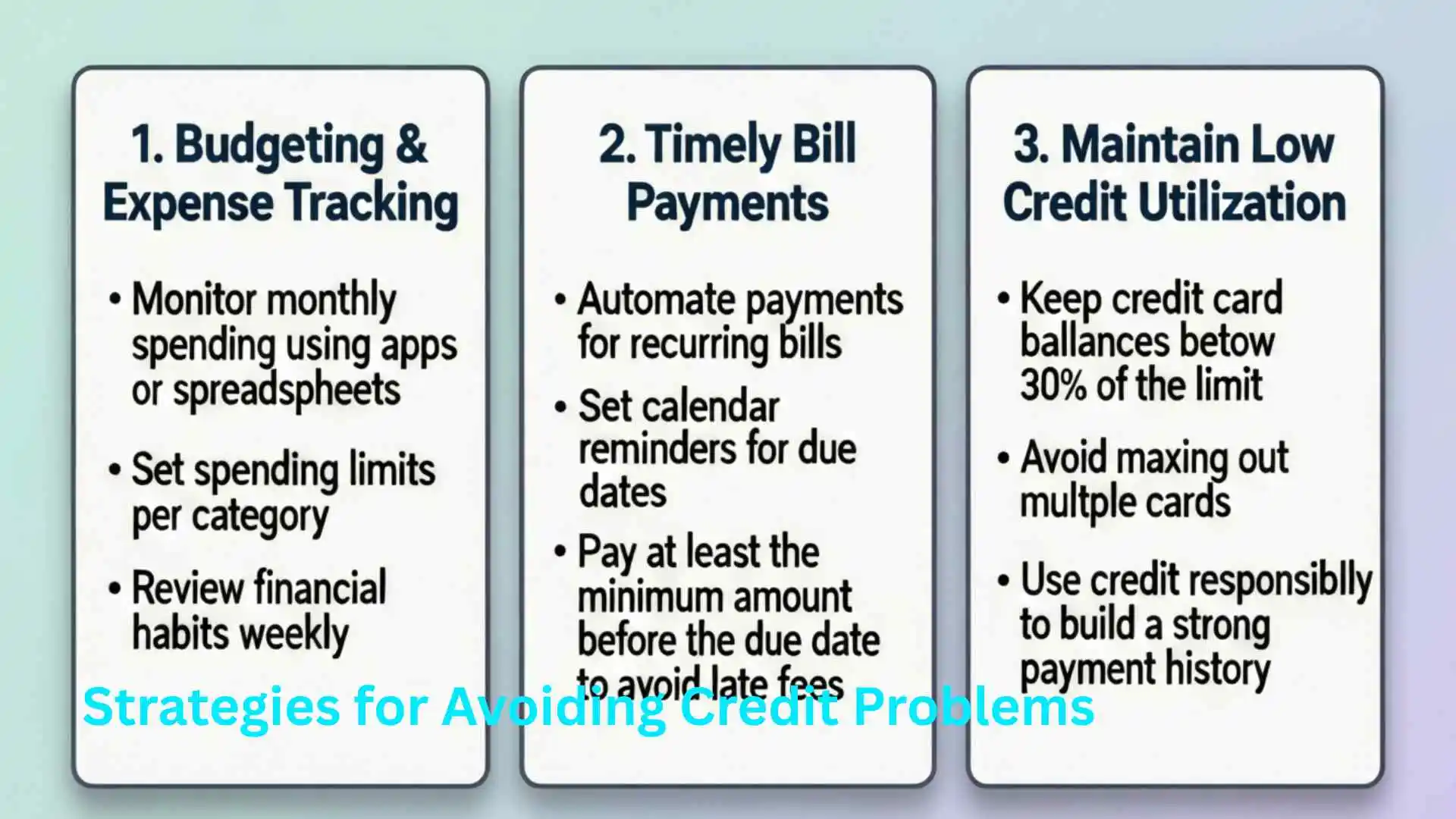 Name at Least Three Strategies for Avoiding Credit Problems
